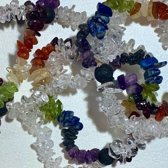 Chakra Quartz & Lava 2 Row Stretch Bracelet - Picture 7 of 8